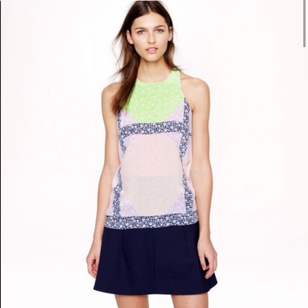 J. Crew windowpane floral silk top